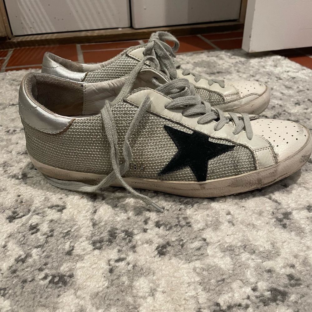 Silver / Grey Golden Goose sneakers men size 8.5 woman size 10